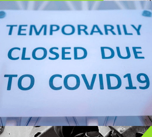 Covid-19 sign for temporarily closed business