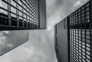 Black and white image of the city